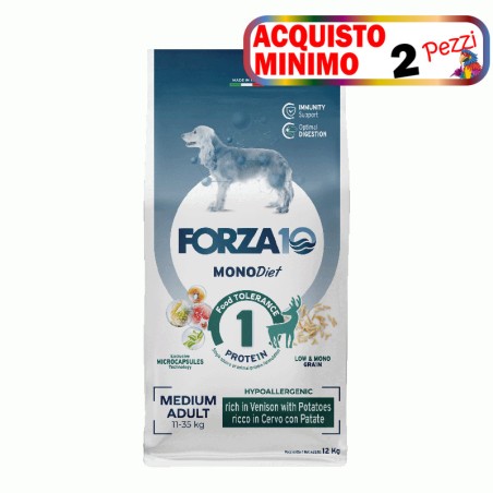 SANYPET FORZA 10 SECCO CANE MEDIUM DIET AL CERVO E PATATE 12KG**acquisto minimo 2 sacchi*prezzo riferito alla singola confezione*