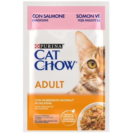 NESTLE' PURINA CAT CHOW BUSTA SALMONE E FAGIOLINI GR. 85
