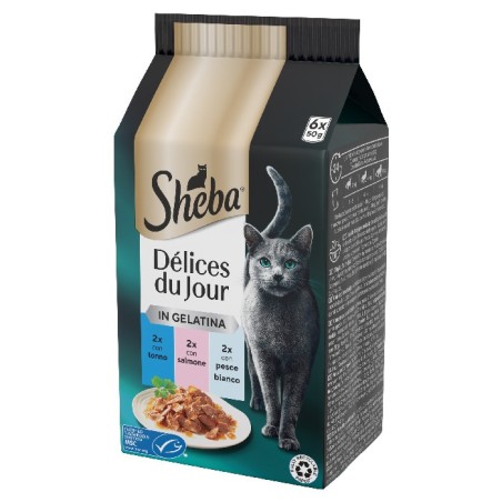MARS SHEBA DU JOUR TONNO SALMONE PESCE BIANCO GELATINA 6X50 GR