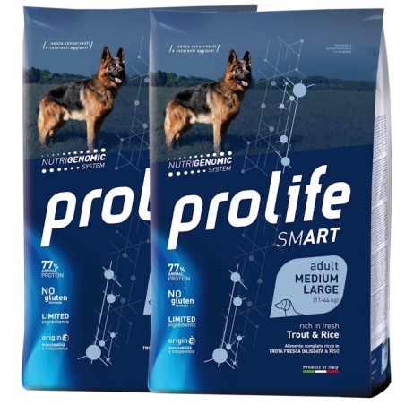 PROLIFE PROLIFE..DOG ADULT TROUT & RICE - MEDIUM/ LARGE KG. 12 *acquisto minimo 2pz*