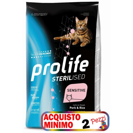 PROLIFE PROLIFE CAT STERILISED SENSITIVE ADULT PORK & RICE KG.7 *acquisto minimo 2pz*