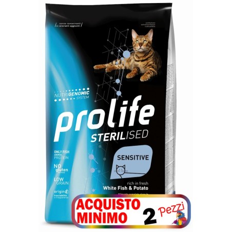 PROLIFE PROLIFE CAT STERILISED SENSITIVE ADULT WHITE FISH & POTATO KG. 7 *acquisto minimo 2pz*