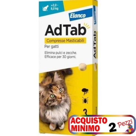 ELANCO AdTab COMPRESSE MASTICABILI PER GATTI da 2 – 8 Kg**acquisto minimo 2pz**Spedizione Gratis***