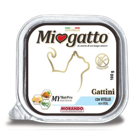 MORANDO Miogatto vaschetta GRAINFREE gattini vitello 100gr