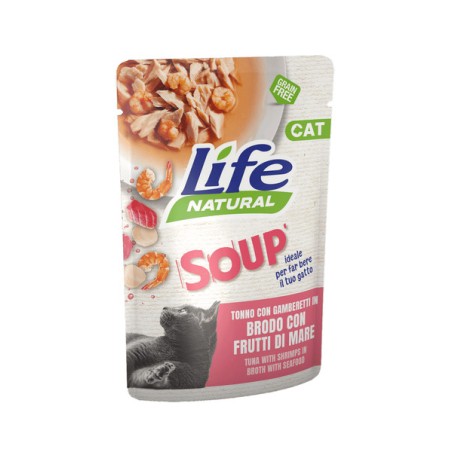 LIFE PET CARE LIFE CAT SOUP 60gr TONNO GAMBERETTI in brodo con FRUTTI di MARE