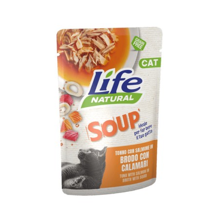 LIFE PET CARE LIFE CAT SOUP 60gr TONNO SALMONE in brodo di CALAMARI