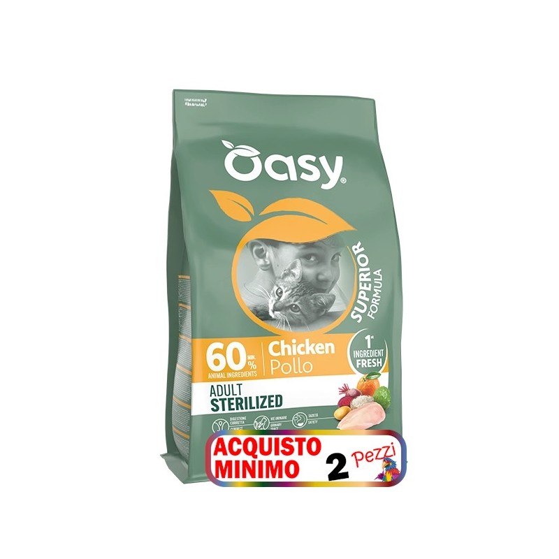 OASY CAT SUPERIOR ADULT STERILIZED POLLO KG. 6*acquisto minimo 2 sacchi*