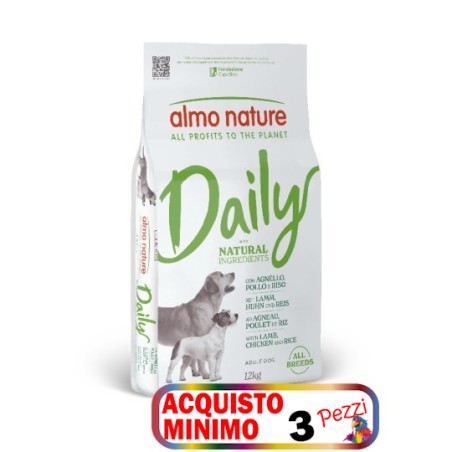 ALMO ALMO NATURE CANE DAILY ADULT ALL BREED 12kg AGNELLO POLLO E RISO *acquisto minimo 3pz*