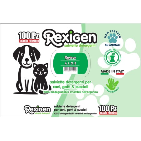 AZ PET PRODUCTION REXigien SALVIETTE ALOE 100pz grande formato