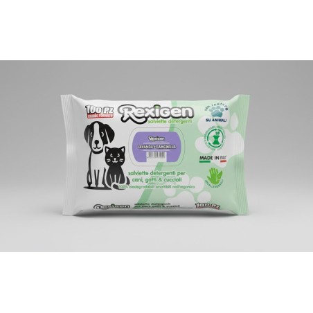 AZ PET PRODUCTION REXigien SALVIETTE LAVANDA CAMOMILLA 100pz grande formato