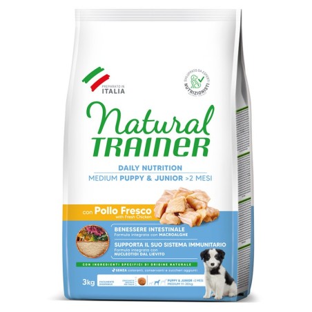 TRAINER DOG NATURAL PUPPY & JUNIOR MEDIUM CON POLLO FRESCO KG. 12