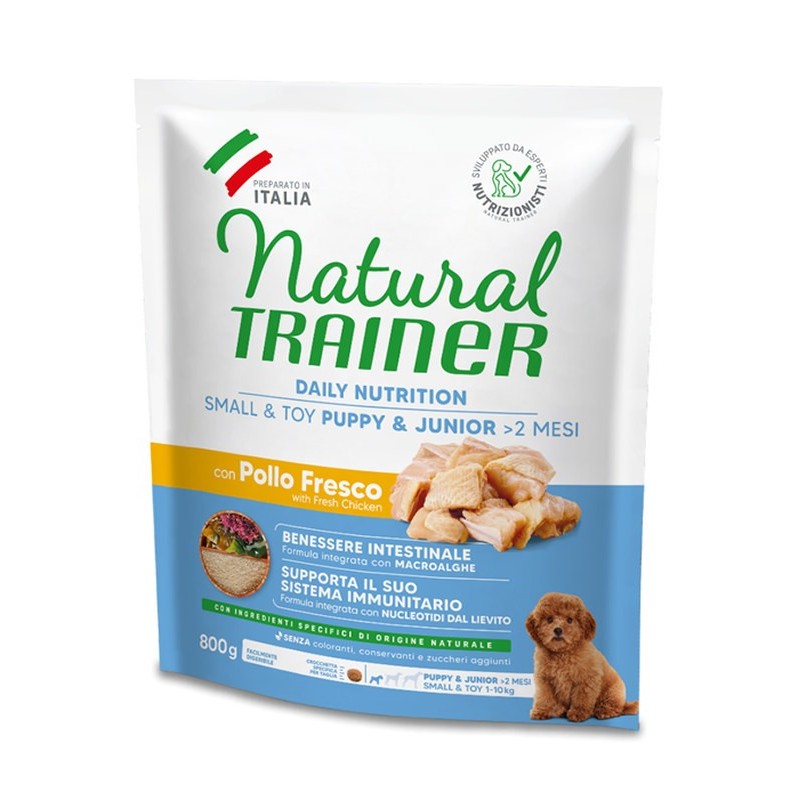 TRAINER NATURAL PUPPY & JUNIOR SMALL & TOY CON POLLO FRESCO E RISO KG.2