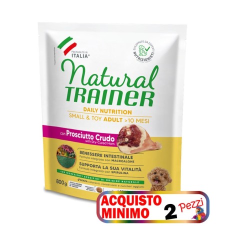 TRAINER NATURAL ADULT SMALL&TOY CON PROSCIUTTO CRUDO E RISO KG.7 *acquisto minimo 2 sacchi*