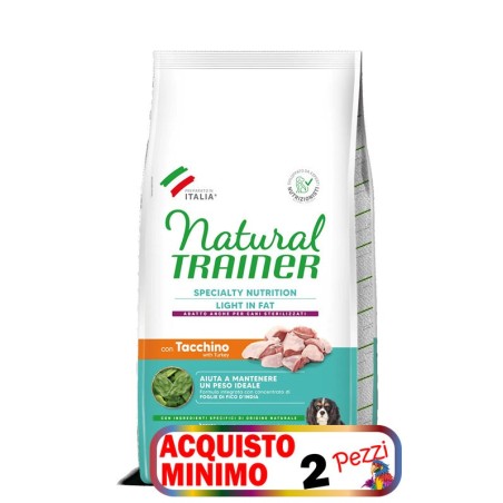 TRAINER NATURAL LIGHT IN FAT SMALL&TOY ADULT CON CARNI BIANCHE KG.7 *acquisto minimo 2 sacchi*