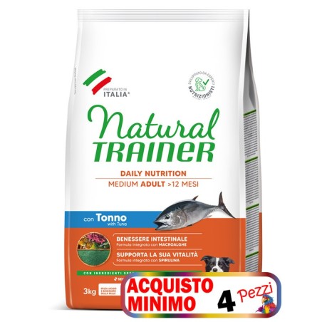 TRAINER DOG NATURAL ADULT MEDIUM TONNO E RISO KG.12 *acquisto minimo 4 sacchi*