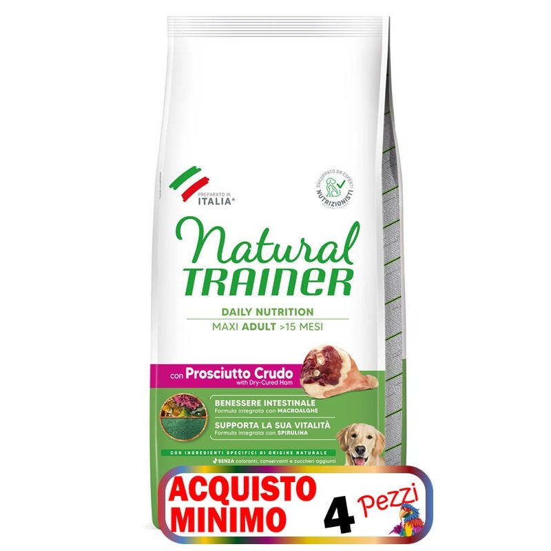 TRAINER DOG NATURAL ADULT MAXI PROSCIUTTO KG 12 *acquisto minimo 4 sacchi*