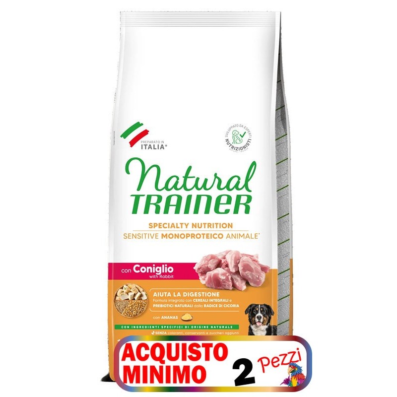 TRAINER SENSITIVE NOGLUTEIN ADULT M/M CONIGLIO E CERALI INTEGRALI 12KG **acquisto minimo 2 sacchi*
