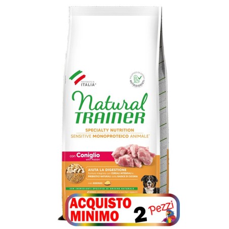 TRAINER SENSITIVE NOGLUTEIN ADULT M/M CONIGLIO E CERALI INTEGRALI 12KG **acquisto minimo 2 sacchi*
