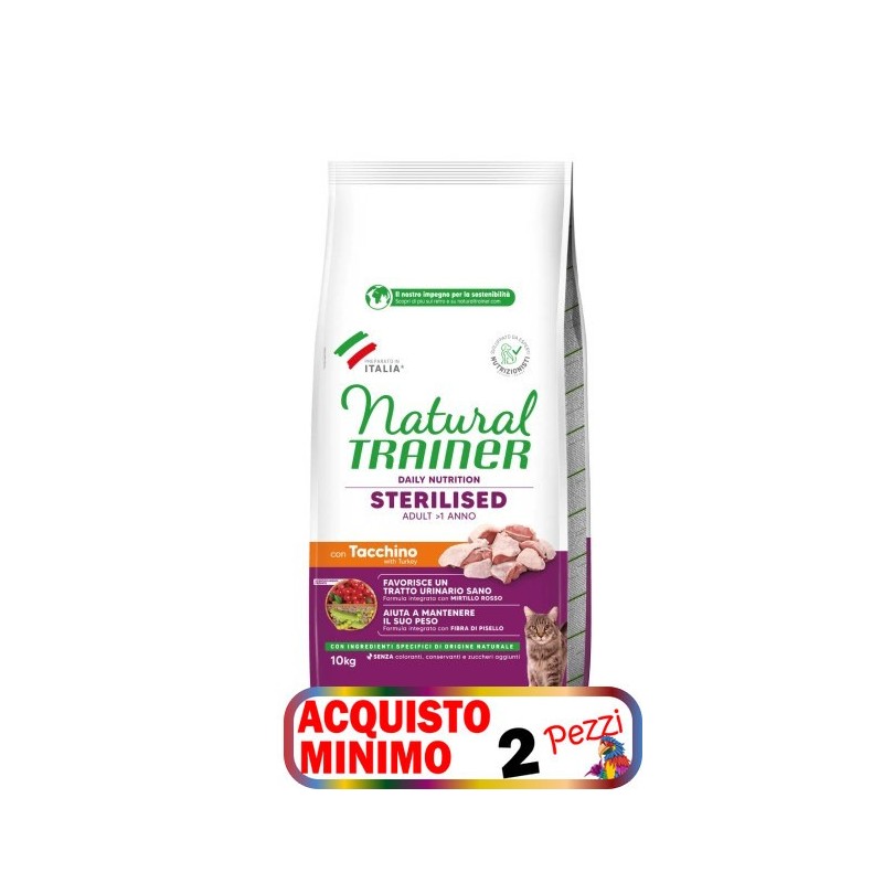TRAINER FELINE STERILISED TACCHINO 10KG *acquisto minimo 2 sacchi*