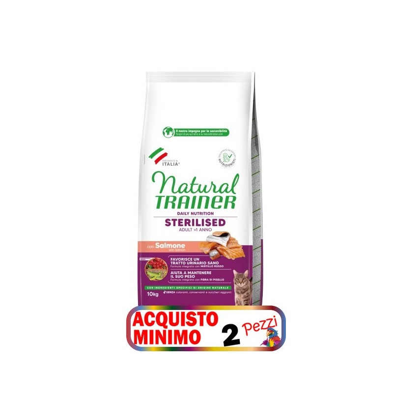 TRAINER FELINE STERILISED SALMONE 10KG *acquisto minimo 2 sacchi*