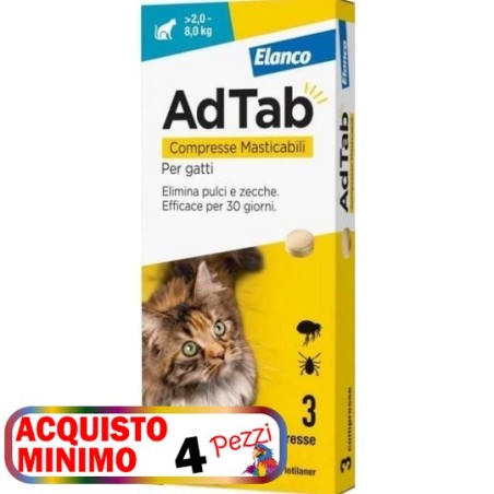 ELANCO AdTab COMPRESSE MASTICABILI PER GATTI da 2 – 8 Kg**acquisto minimo 4pz*