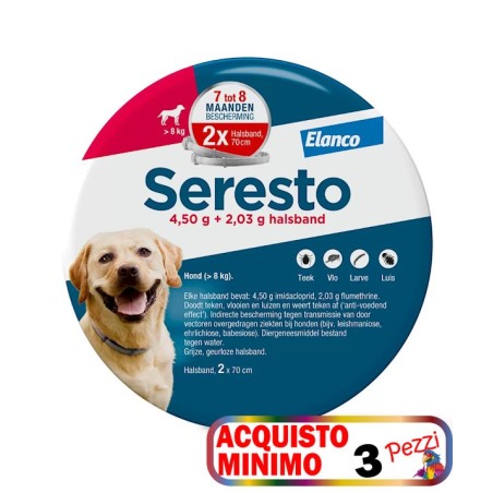 SERESTO SERESTO COLLARE ANTIPARASSITARIO PER CANI SUPERIORI A 8 KG  acquisto minimo 3pz