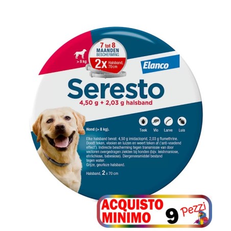 SERESTO SERESTO COLLARE ANTIPARASSITARIO PER CANI SUPERIORI A 8 KG  acquisto minimo 9pz