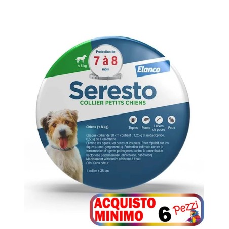 SERESTO SERESTO COLLARE ANTIPARASSITARIO PER CANI INFERIORI A 8 KG acquisto minimo 6pz
