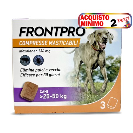 FRONTLINE FRONTPRO 25-50 kg 136mg 3 compresse masticabili*acquisto minimo 2pz*