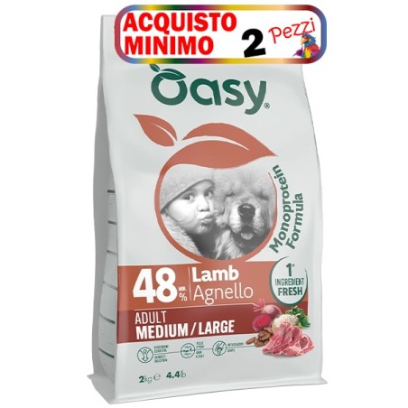 OASY OASY DOG ADULT MEDIUM/LARGE AGNELLO MONOPROTEICO KG.10 *acquisto minimo 2pz*