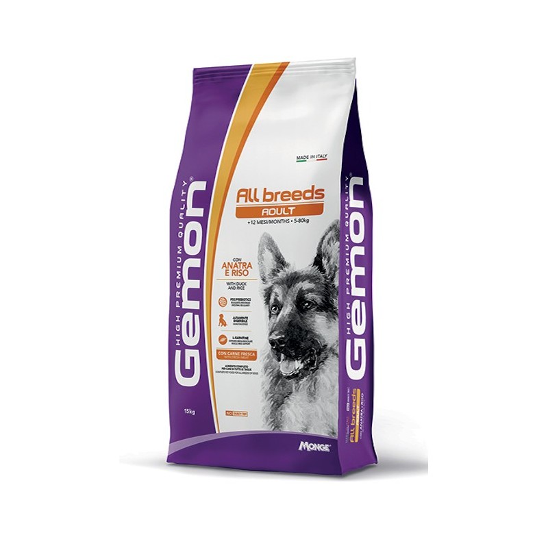 MONGE GEMON ADULT ALL BREED ANATRA RISO KG.15