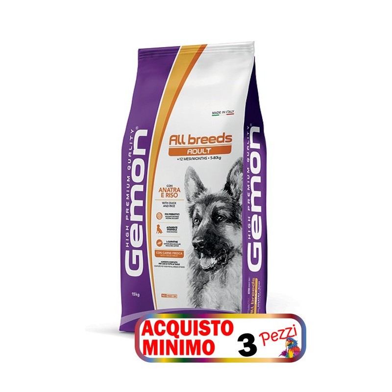 MONGE GEMON ADULT ALL BREED ANATRA RISO KG.15*acquisto minimo 3pz
