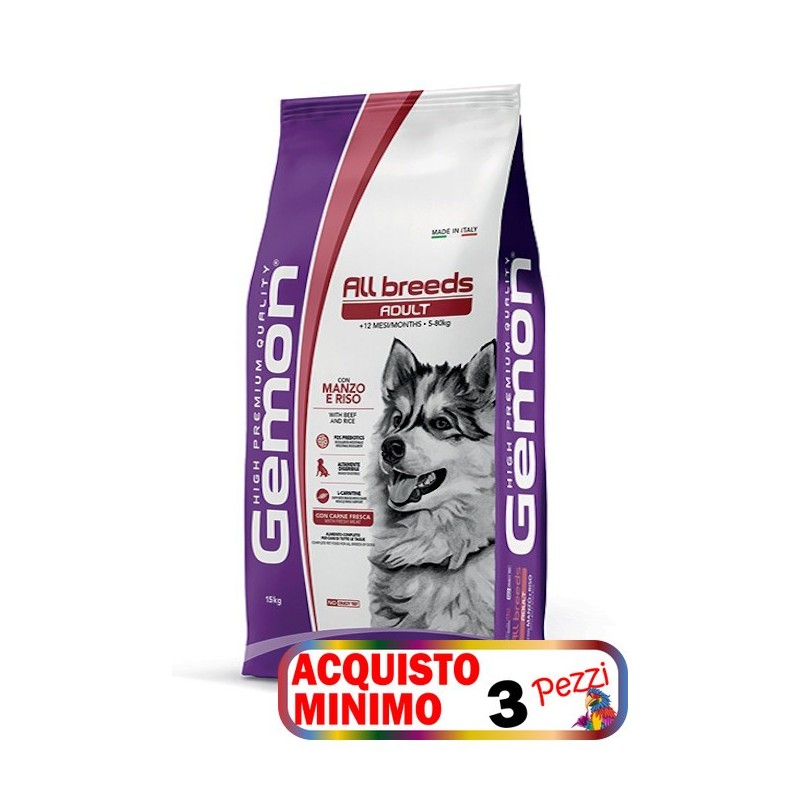 MONGE GEMON ADULT ALL BREED MANZO RISO KG.15*acquisto minimo 3pz*