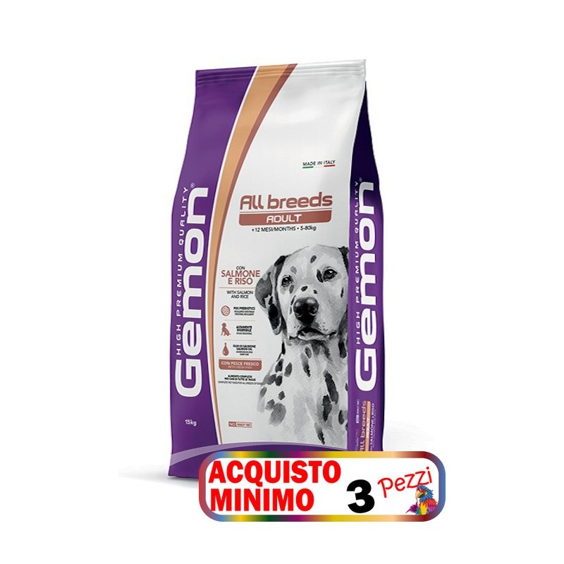 MONGE GEMON ADULT ALL BREED SALMONE RISO KG.15*acquisto minimo 3pz*