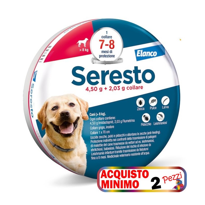 SERESTO COLLARE ANTIPARASSITARIO PER CANI SUPERIORI A 8 KG acquisto minimo 2pz