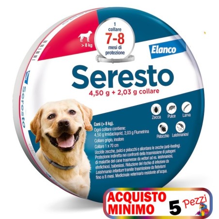 SERESTO SERESTO COLLARE ANTIPARASSITARIO PER CANI SUPERIORI A 8 KG  acquisto minimo 5pz