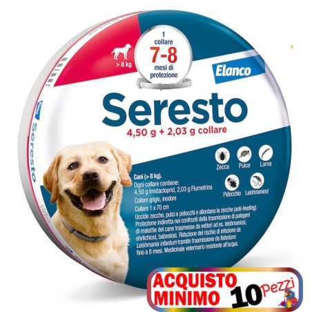 SERESTO SERESTO COLLARE ANTIPARASSITARIO PER CANI SUPERIORI A 8 KG  acquisto minimo 10pz