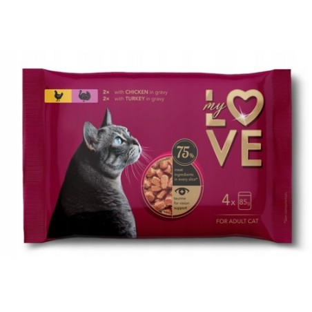 AZ PET PRODUCTION MY LOVE BUSTA GATTO 4X85 GR BOCCONCINI IN SALSA POLLO TACCHINO