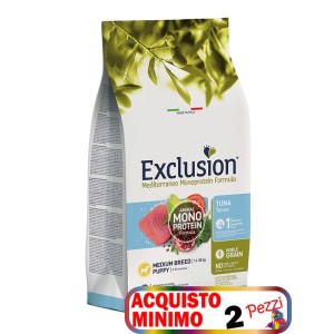 EXCLUSION MEDITERRANEO MONOPROTEIN PUPPY MEDIUM TONNO KG.12 *acquisto minimo 2pz*