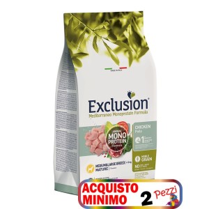 EXCLUSION MEDITERRANEO MONOPROTEIN MATURE MEDIUM/LARGE KG.12 *acquisto minimo 2pz*