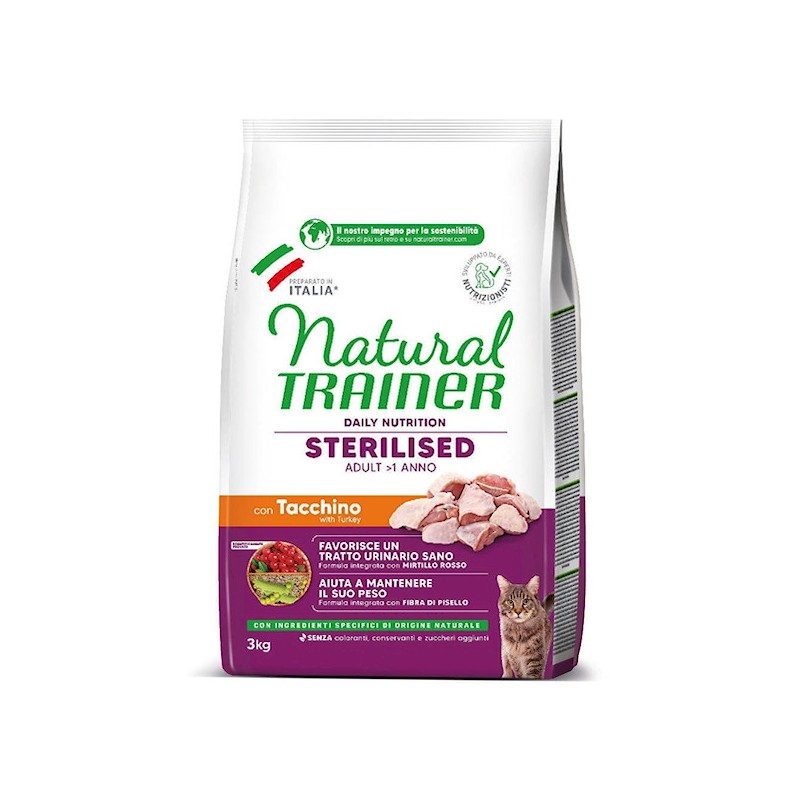 TRAINER FELINE NATURAL ADULT STERILISED TACCHINO 3kg