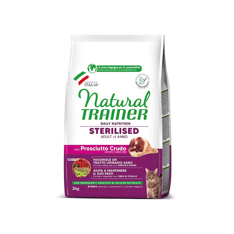 TRAINER FELINE NATURAL ADULT STERILISED PROSCIUTTO CRUDO 3kg