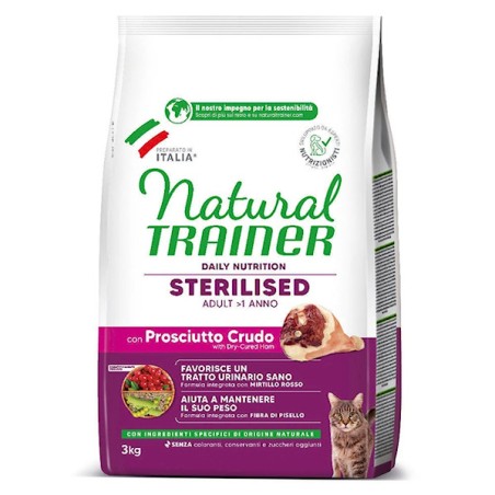 TRAINER FELINE NATURAL ADULT STERILISED PROSCIUTTO CRUDO 3kg