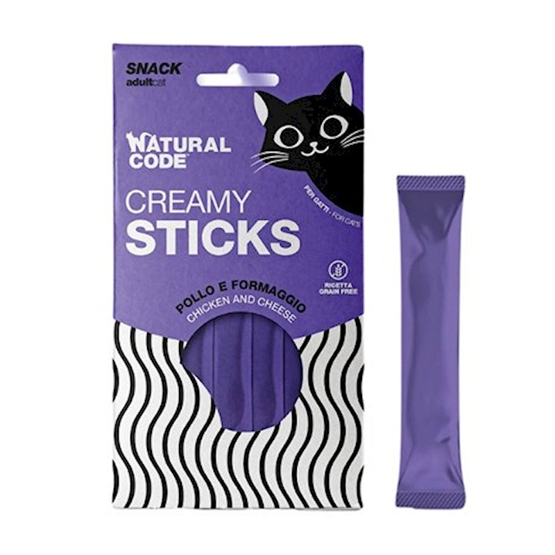 NATURAL CODE CREAMY STICKS POLLO FORMAGGIO 4x14gr