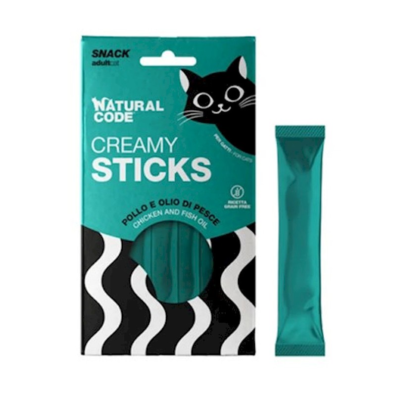 NATURAL CODE CREAMY STICKS POLLO OLIO PESCE 4x14gr