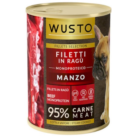 The Natural Factory SRL WUSTO DOG FILETTI IN RAGU MANZO 400GR
