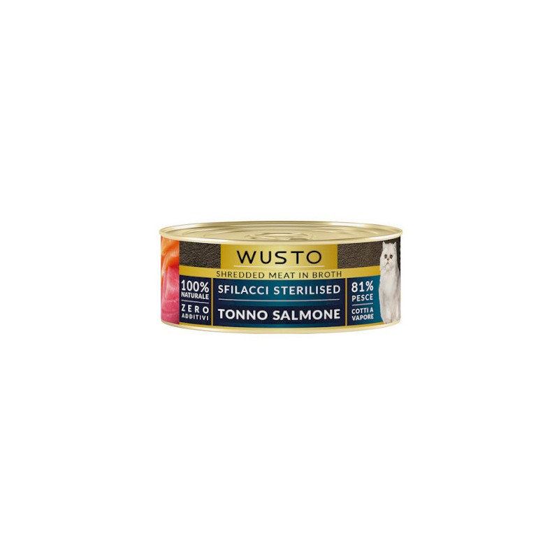 WUSTO CAT SFILACCI IN BRODO STERILISED TONNO SALMONE 85GR