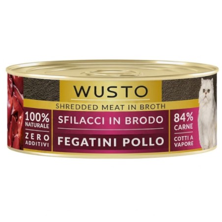 The Natural Factory SRL WUSTO CAT SFILACCI IN BRODO FEGATINI POLLO 85GR