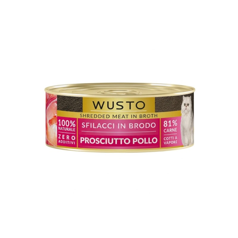 WUSTO CAT SFILACCI IN BRODO PROSCIUTTO POLLO 85GR