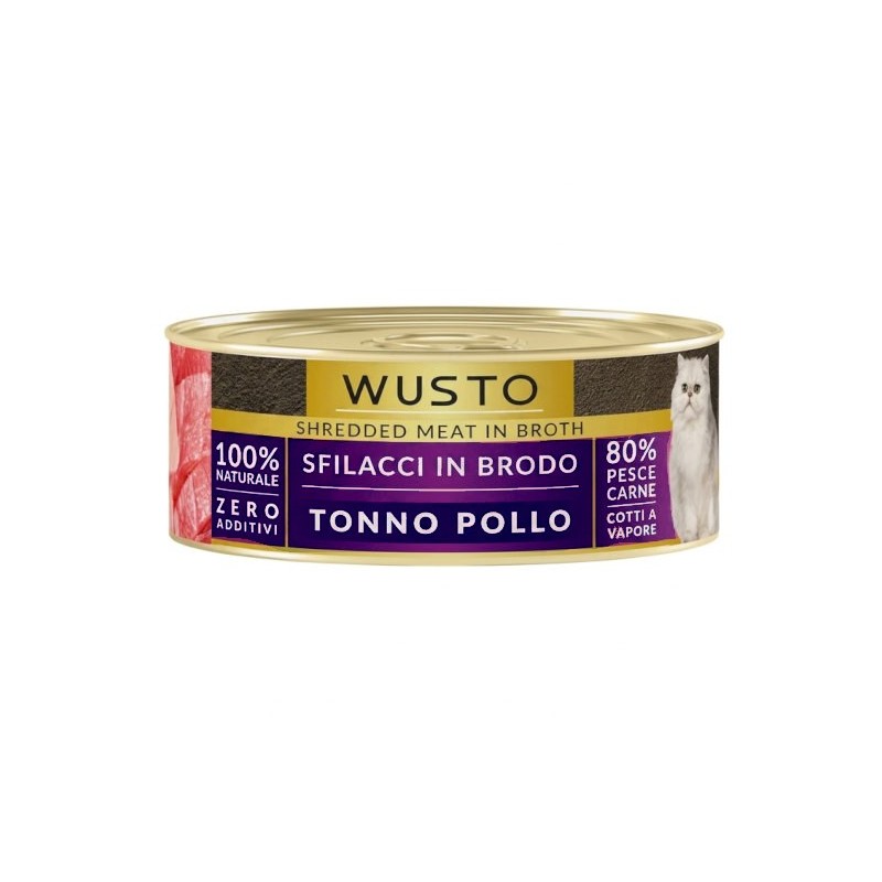 WUSTO CAT SFILACCI IN BRODO TONNO POLLO 85GR